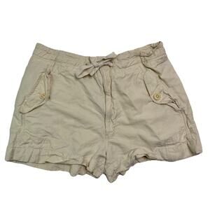 Vince Drawstring Utility Shorts Bleached Off-White Womens Sz L Large Linen Blend